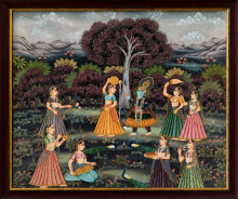 Krishna Leela in Vrindavan Canvas Painting