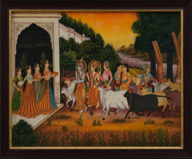 Krishna's Return to Vraj Canvas Painting